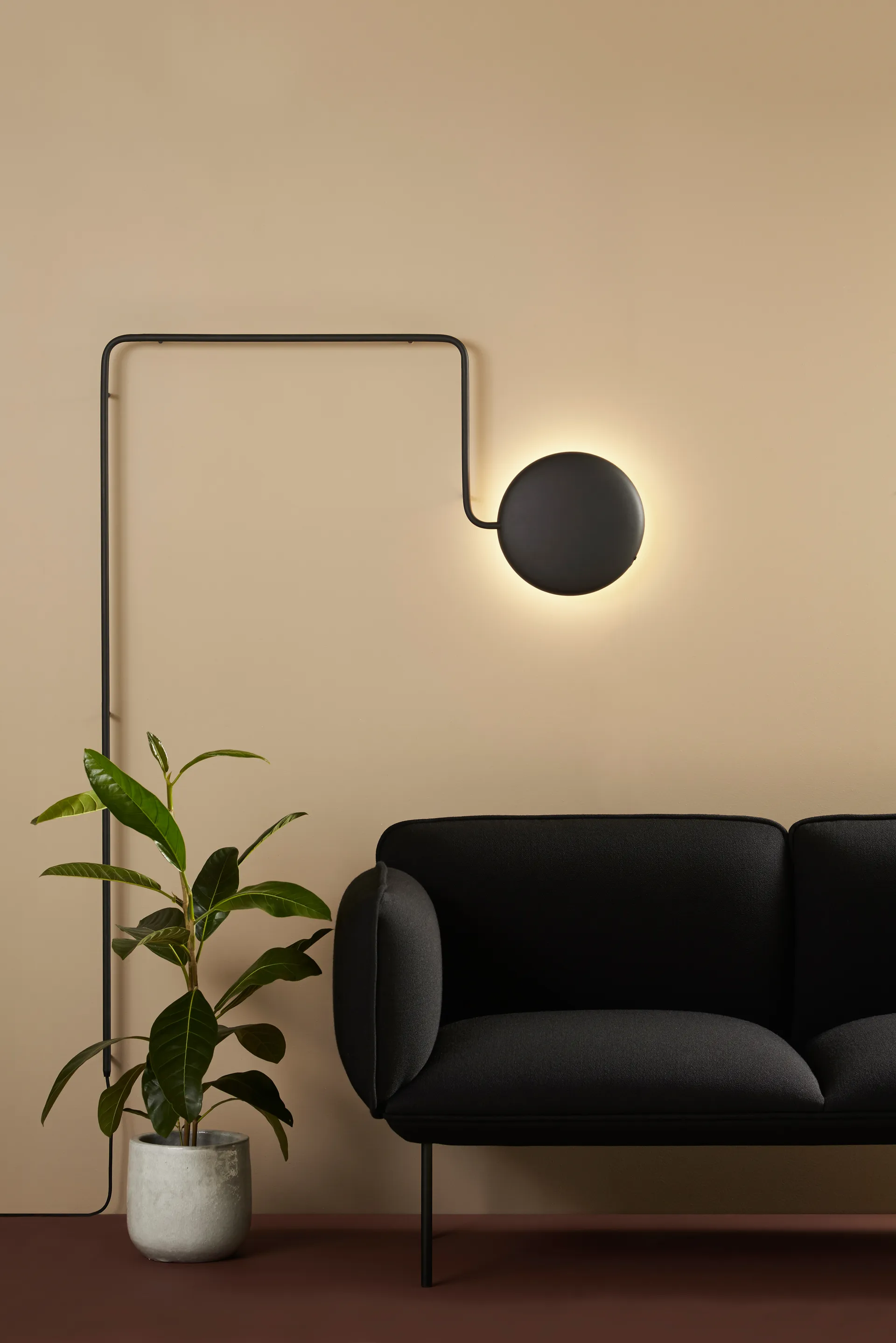 Mercury wall lamp, Black-painted metal  Woud