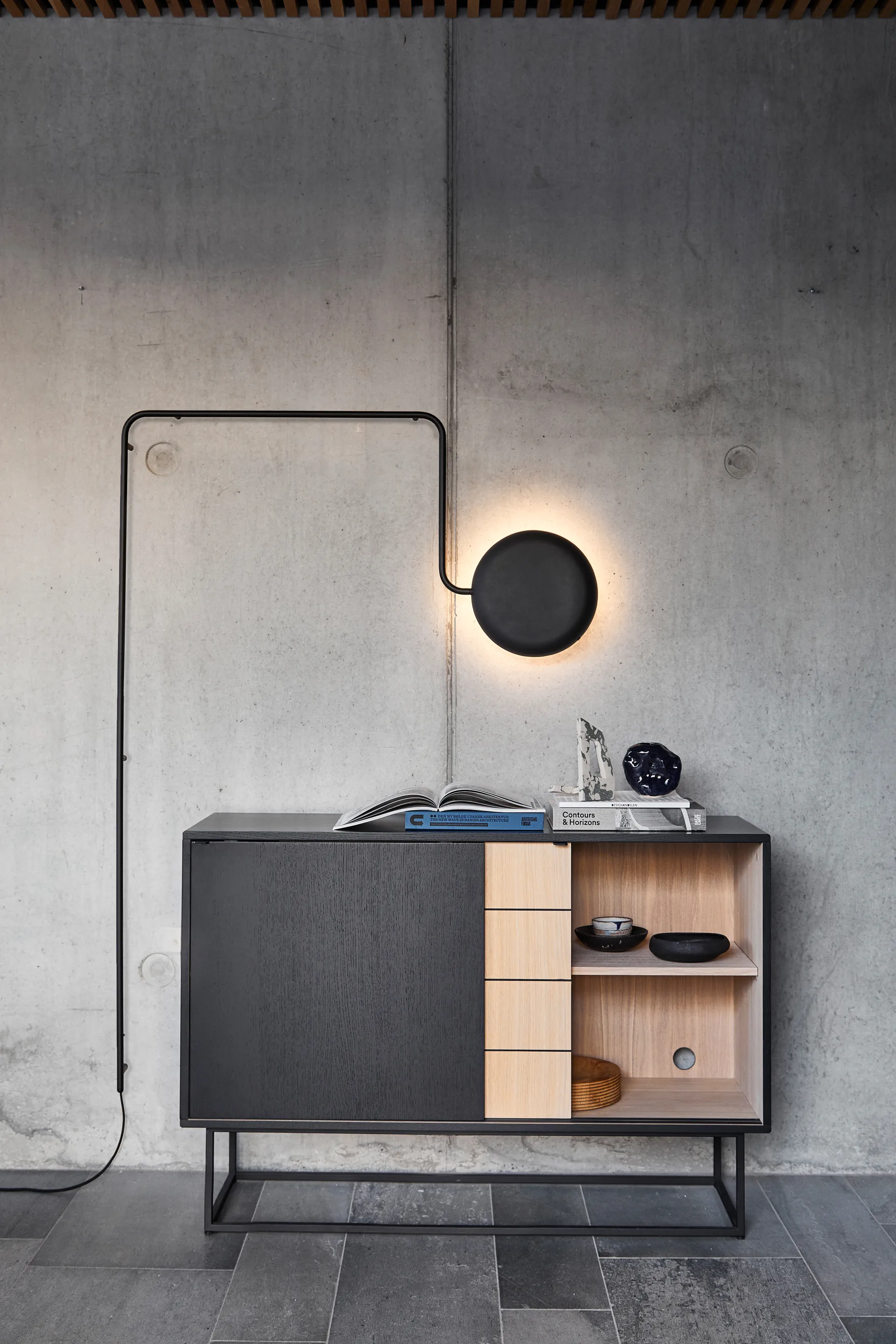Mercury wall lamp, Black-painted metal  Woud
