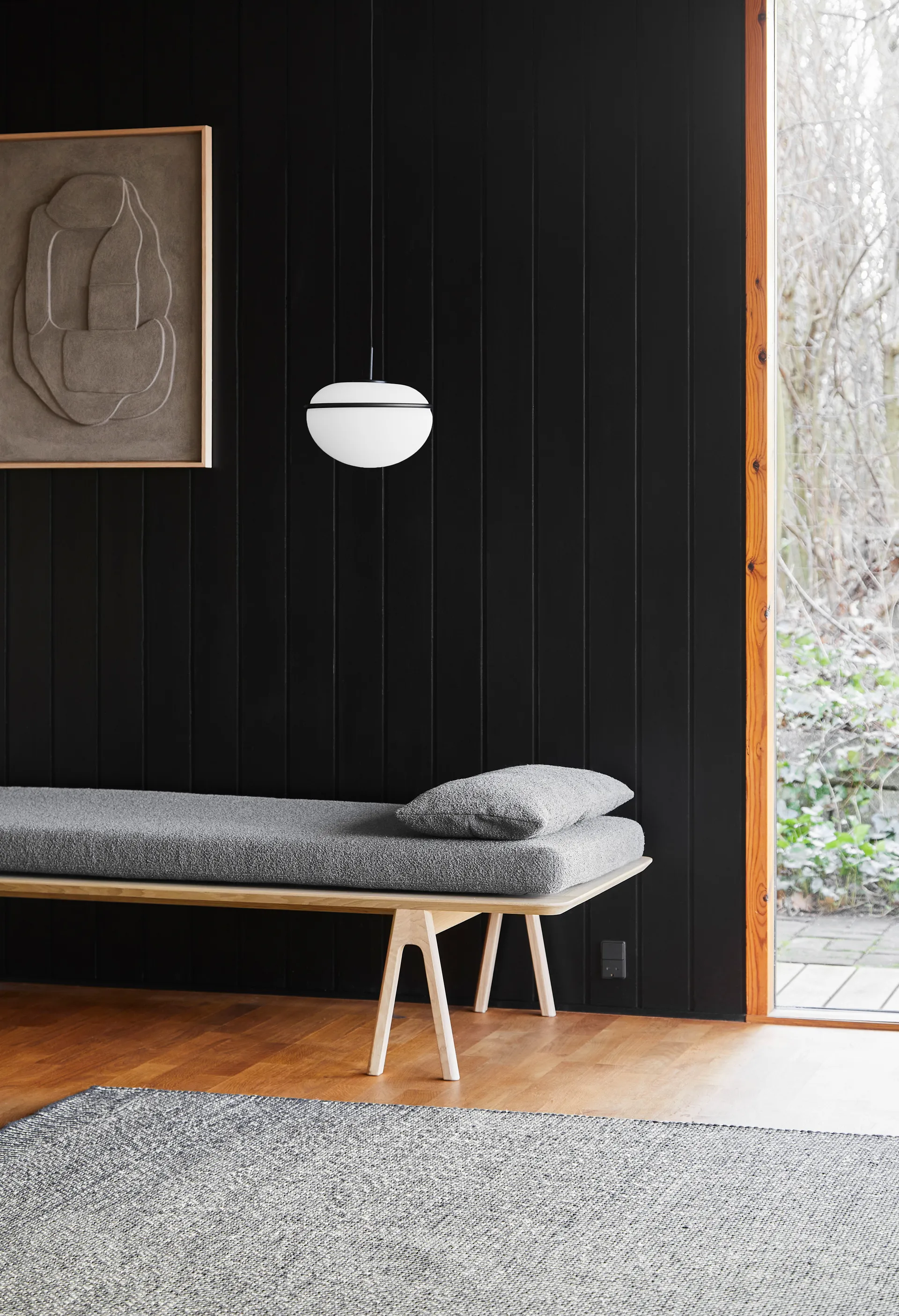 Pump pendant lamp, black, opal Woud