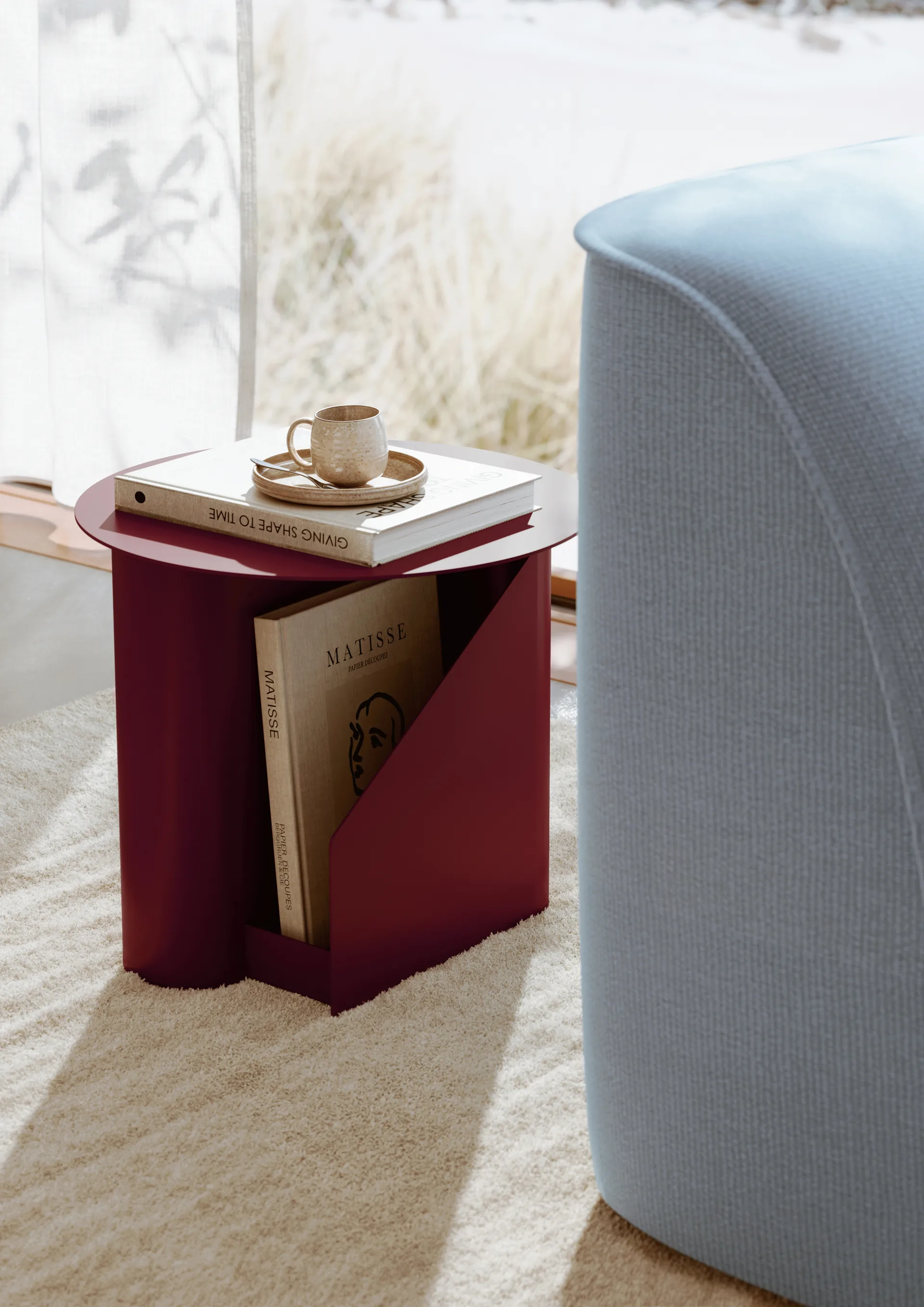 Sentrum side table, Deep red Woud
