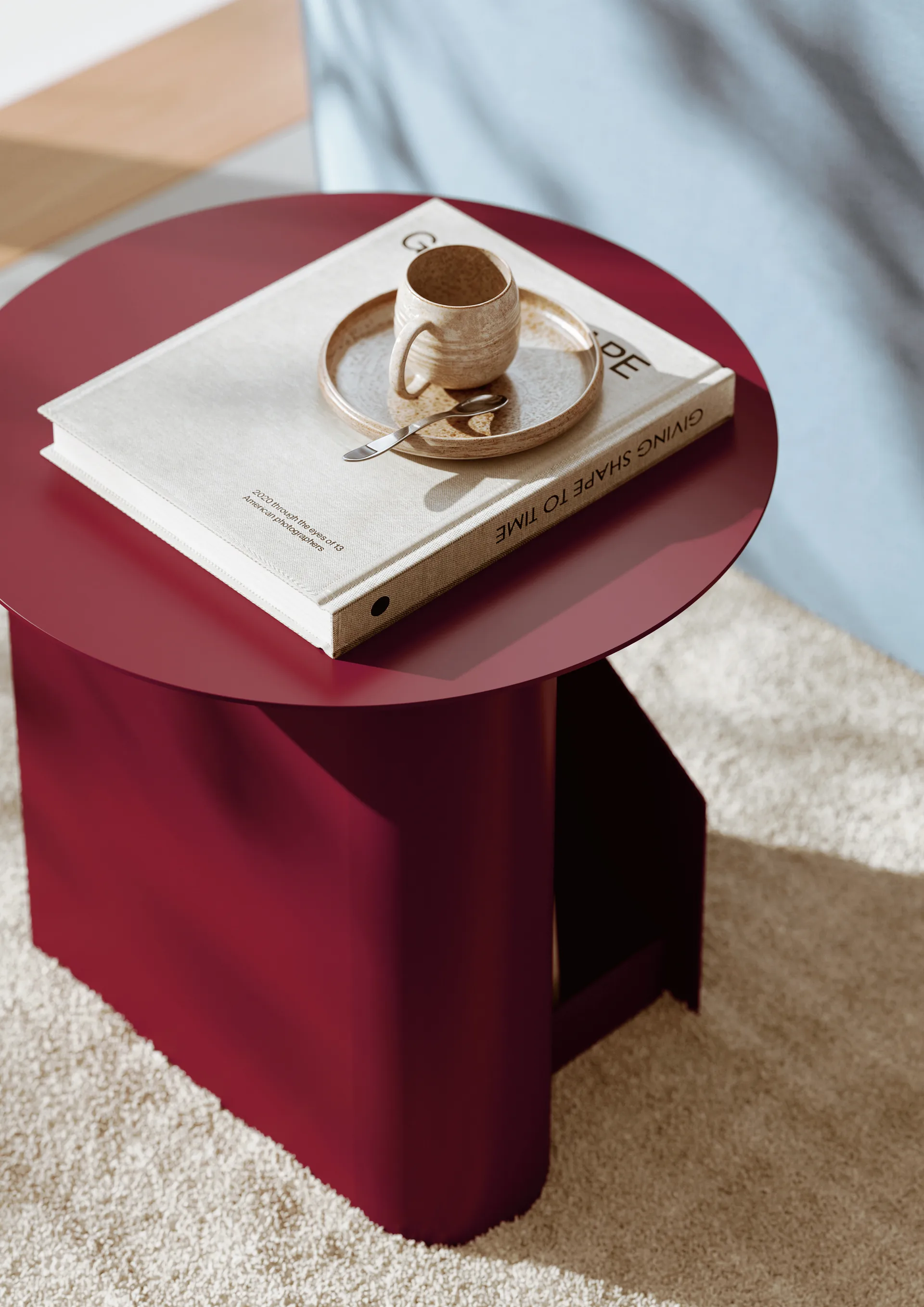 Sentrum side table, Deep red Woud
