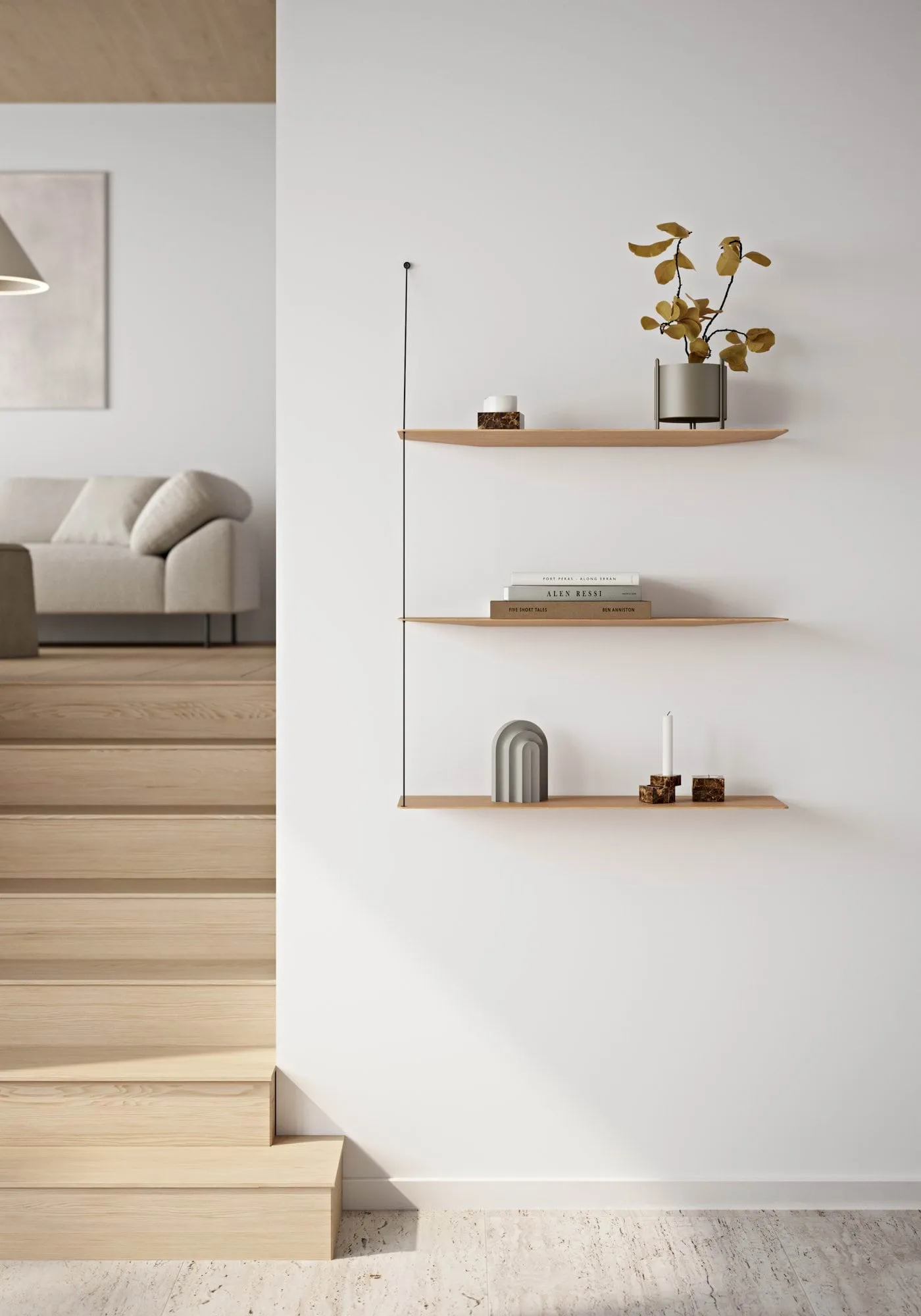 Stedge Add-on shelf, Smoked oak-brass Woud