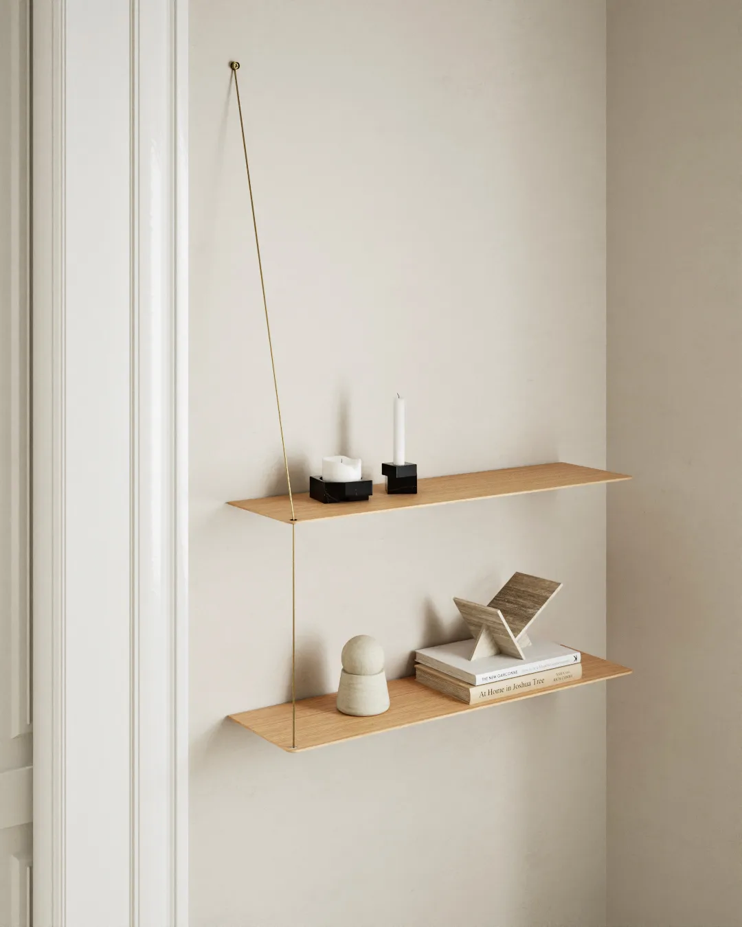 Stedge Add-on shelf, White-pigmented oak-brass, 80 cm Woud
