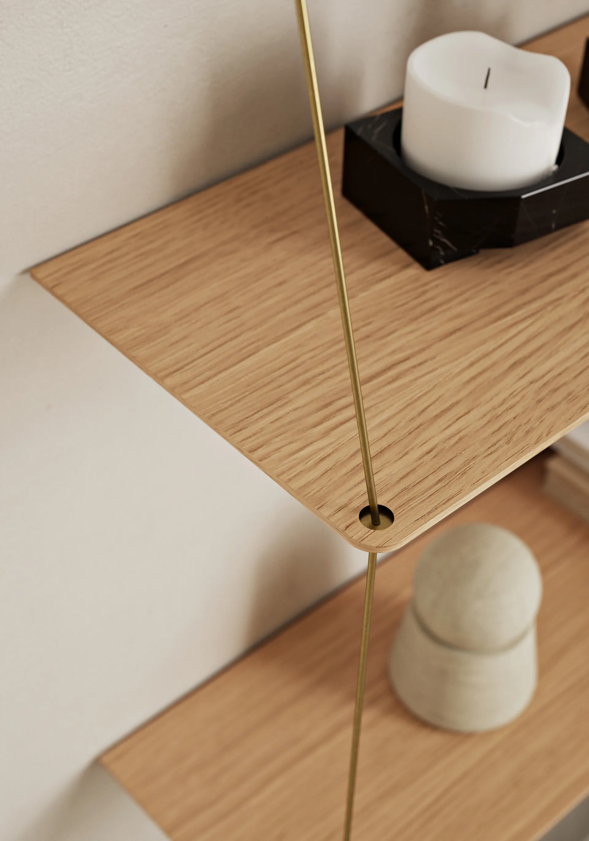 Stedge Add-on shelf, White-pigmented oak-brass, 80 cm Woud