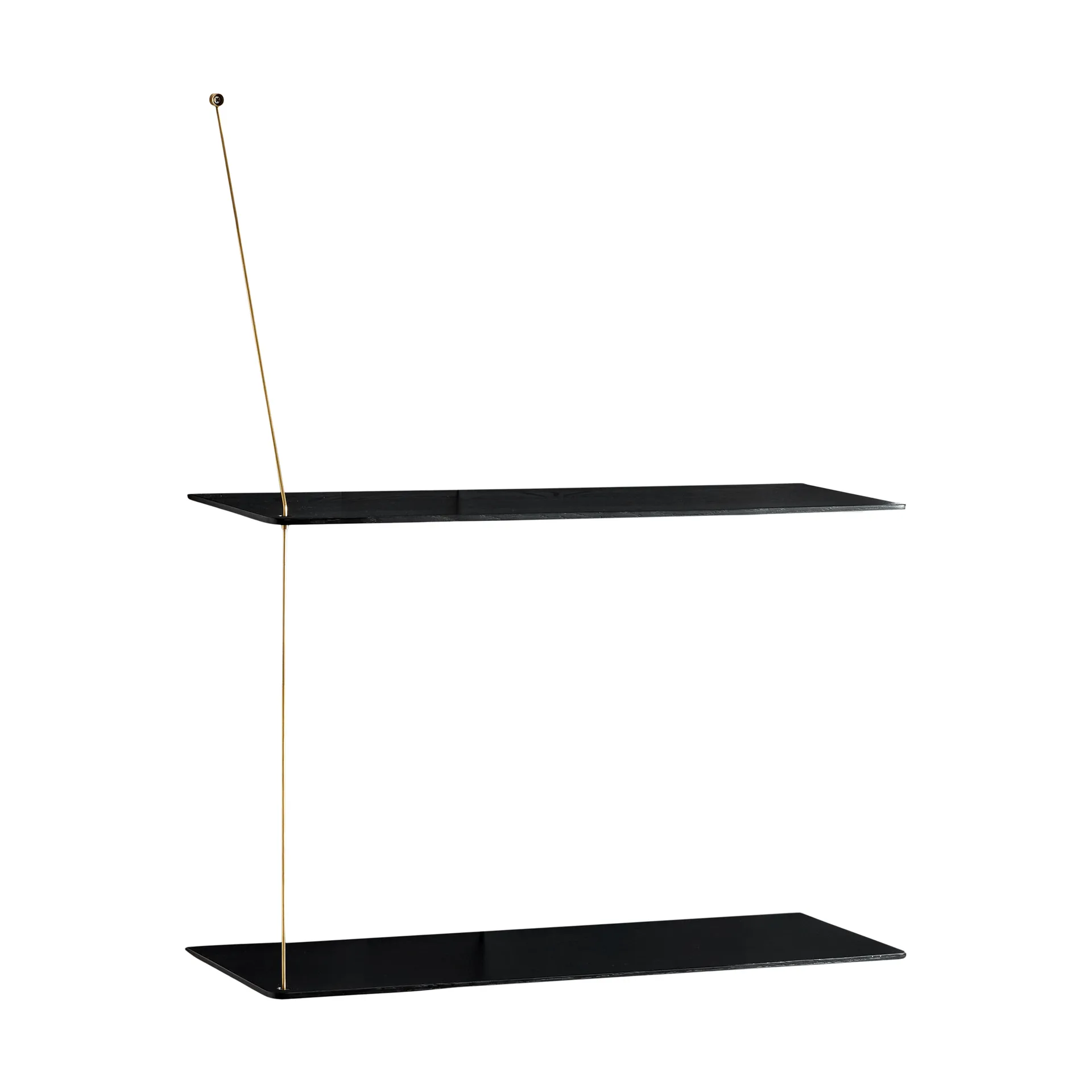Stedge shelf, Black oak-brass, 60 cm, 2 shelves Woud