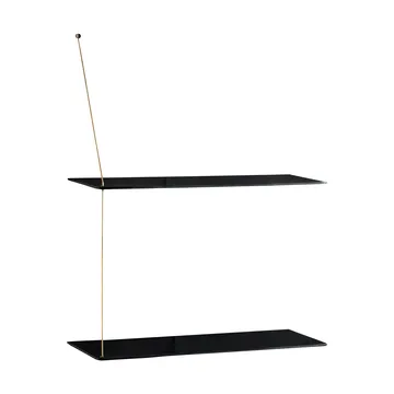 Stedge shelf - Black oak-brass, 60 cm, 2 shelves - Woud