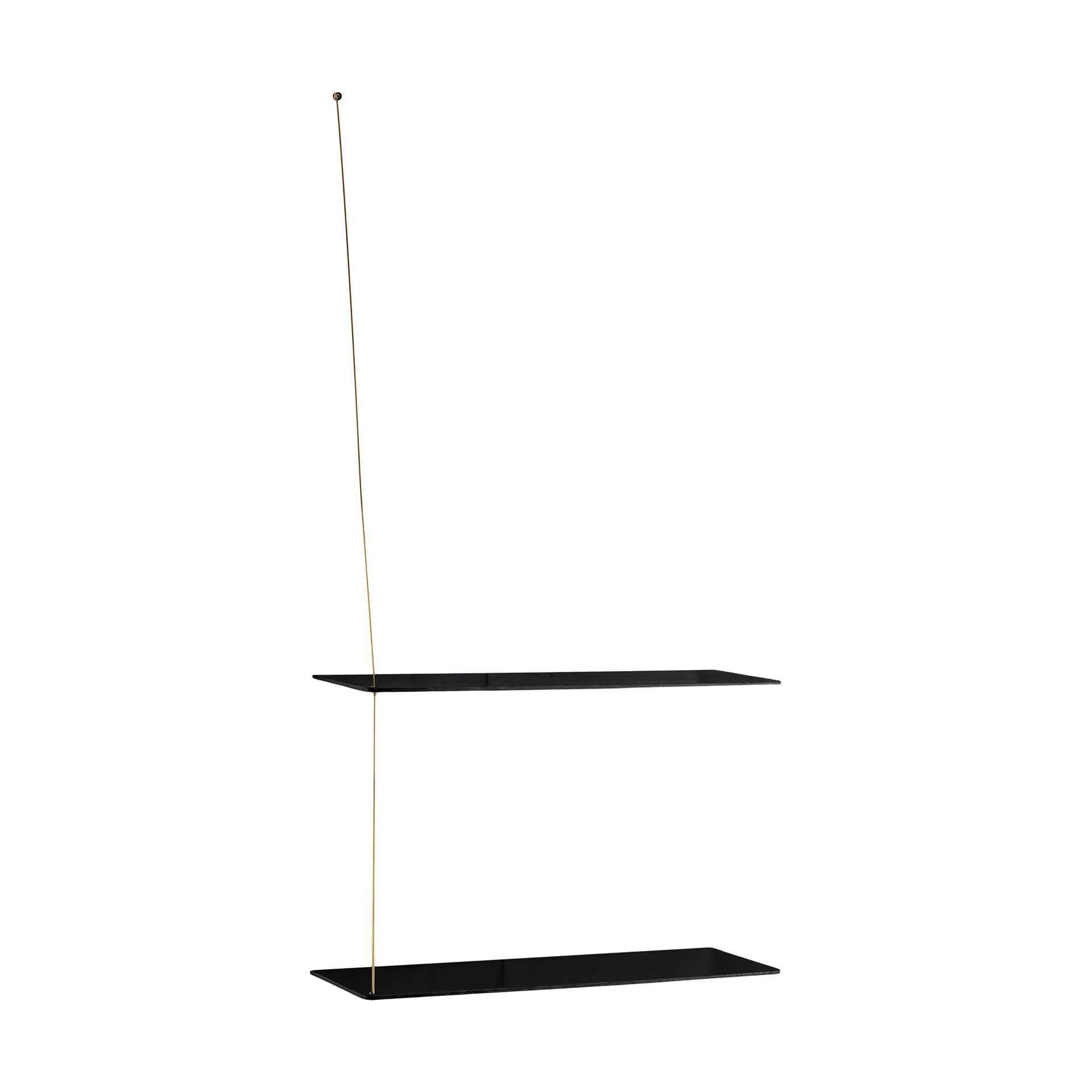 Stedge shelf, Black oak-brass, 60 cm, 2 shelves Woud
