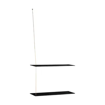 Stedge shelf - Black oak-brass, 60 cm, 2 shelves - Woud