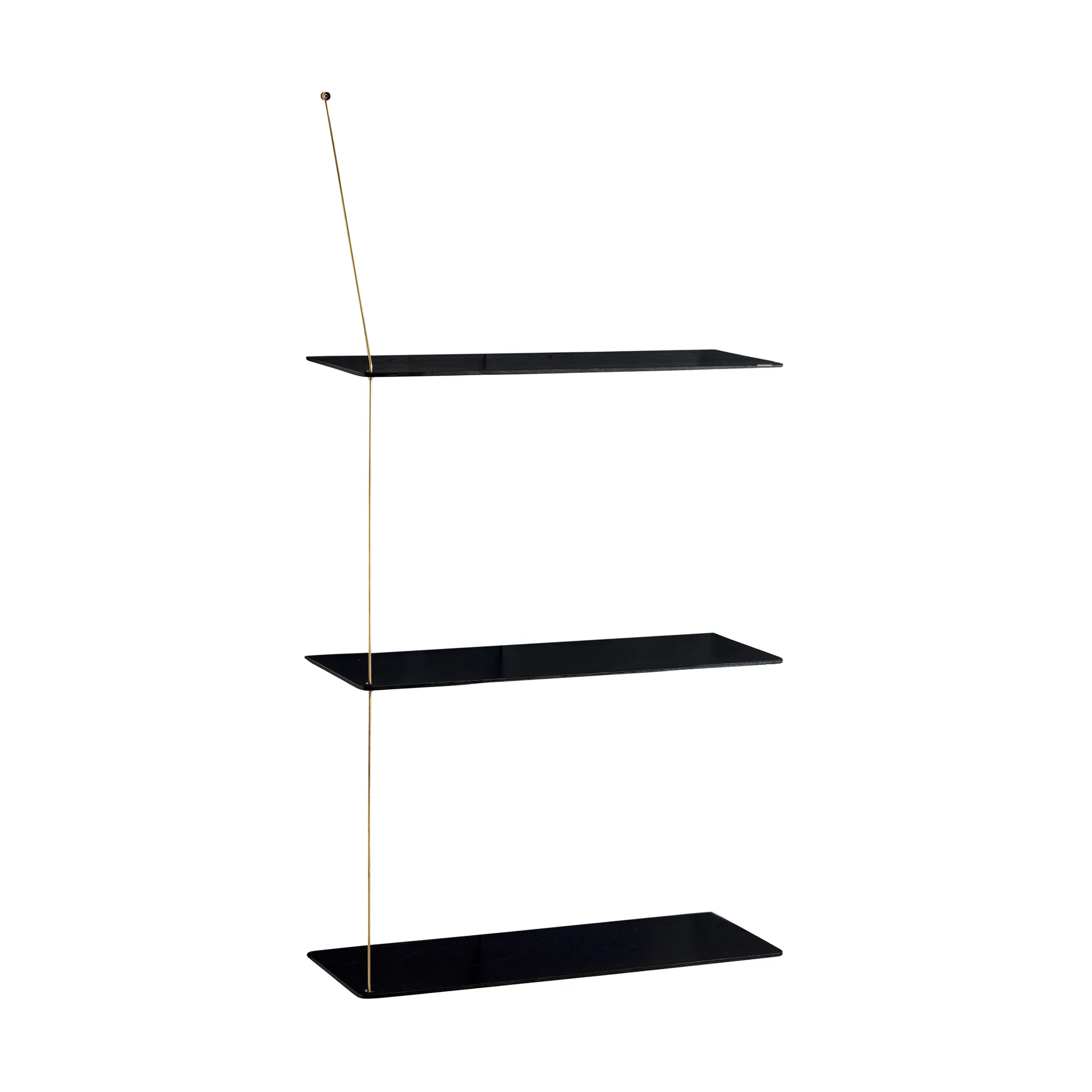 Stedge shelf, Black oak-brass, 60 cm, 3 shelves Woud