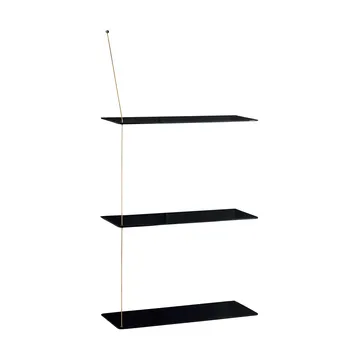 Stedge shelf - Black oak-brass, 60 cm, 3 shelves - Woud