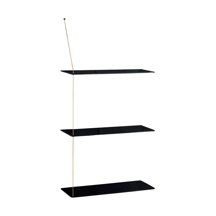 Stedge shelf - Black oak-brass, 60 cm, 3 shelves - Woud