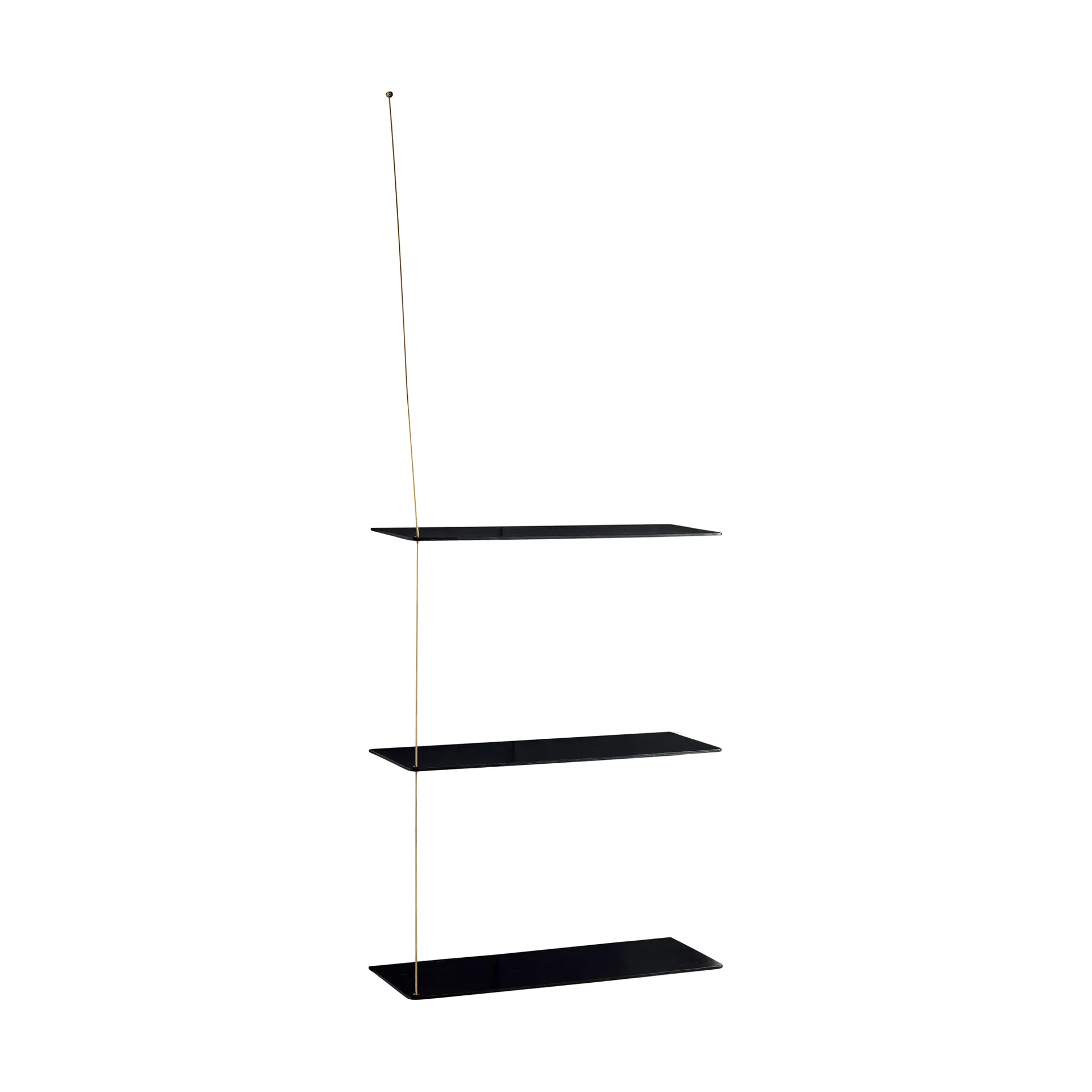 Stedge shelf, Black oak-brass, 60 cm, 3 shelves Woud