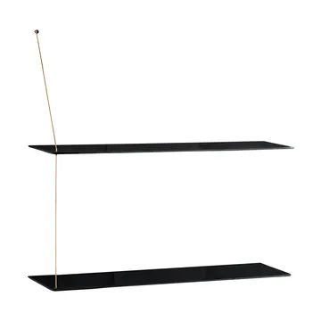 Stedge shelf - Black oak-brass, 80 cm, 2 shelves - Woud