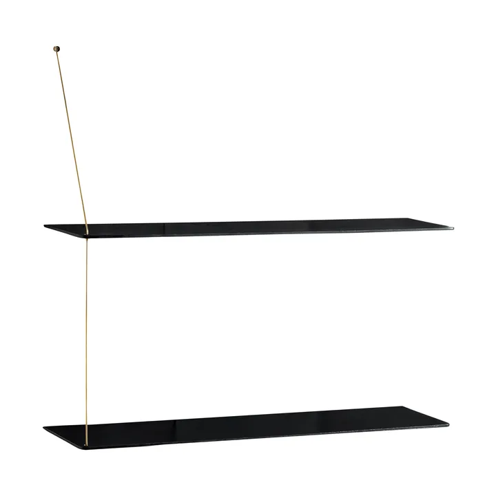 Stedge shelf - Black oak-brass, 80 cm, 2 shelves - Woud