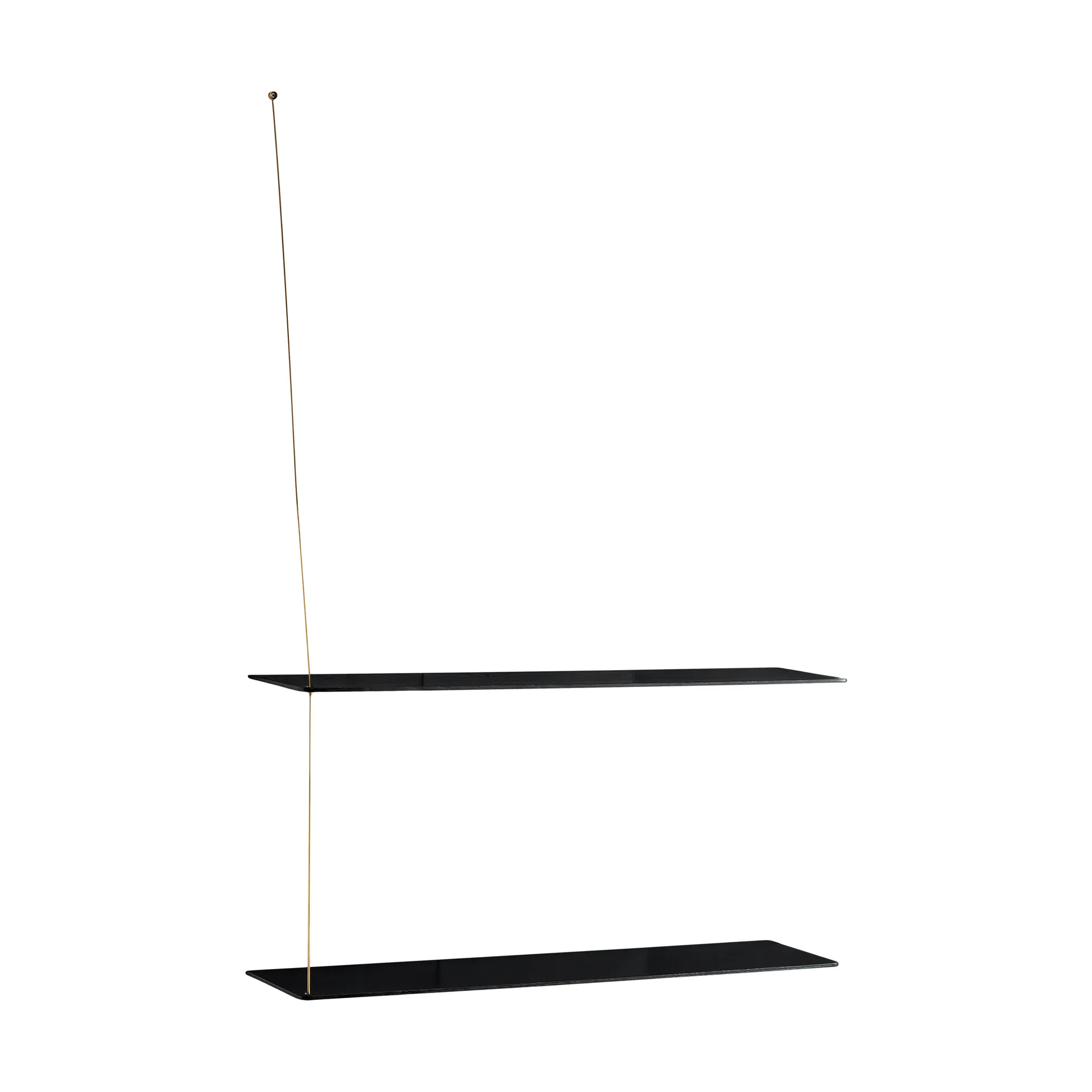 Stedge shelf, Black oak-brass, 80 cm, 2 shelves Woud