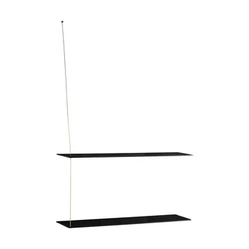 Stedge shelf - Black oak-brass, 80 cm, 2 shelves - Woud