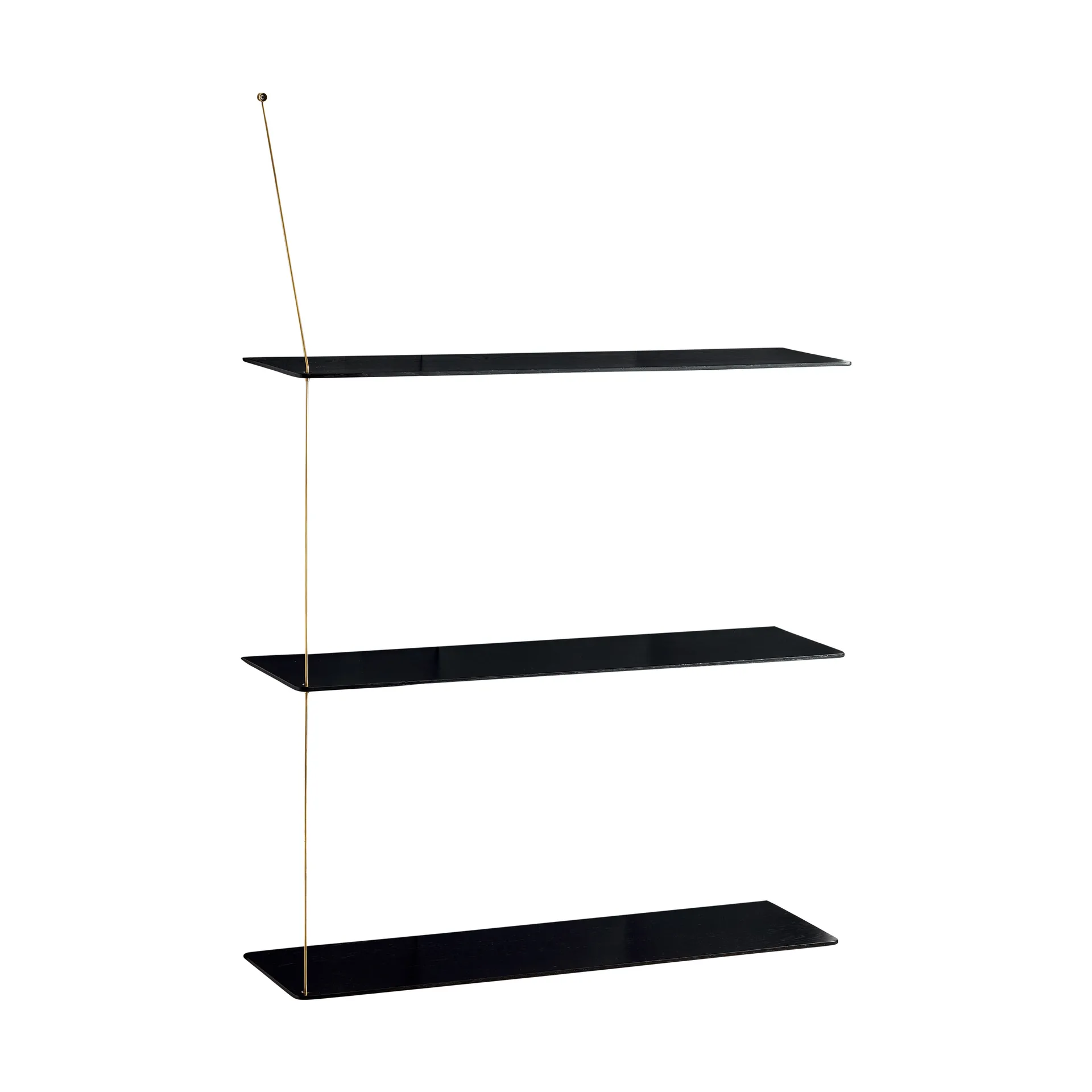 Stedge shelf, Black oak-brass, 80 cm, 3 shelves Woud