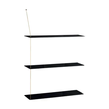 Stedge shelf - Black oak-brass, 80 cm, 3 shelves - Woud
