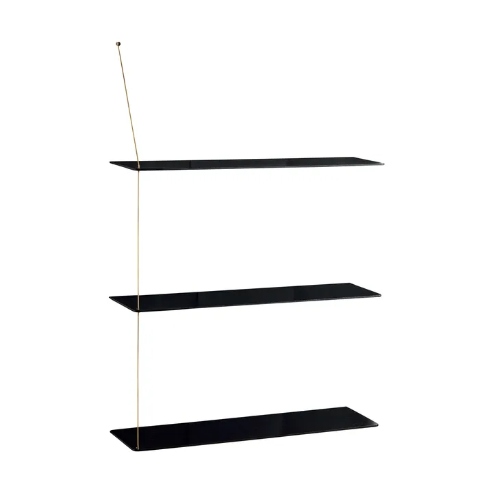 Stedge shelf - Black oak-brass, 80 cm, 3 shelves - Woud