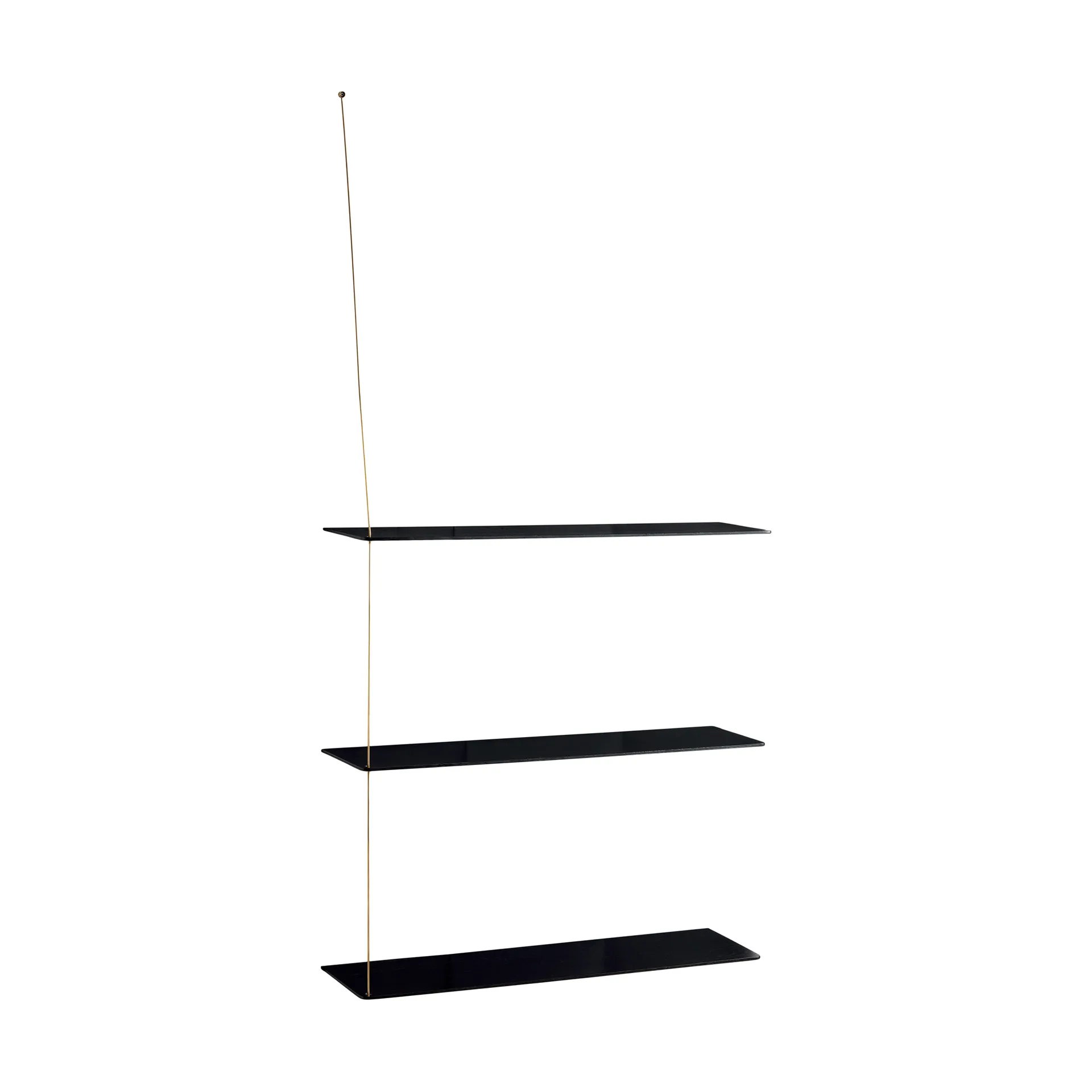 Stedge shelf, Black oak-brass, 80 cm, 3 shelves Woud