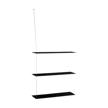 Stedge shelf - Black oak-brass, 80 cm, 3 shelves - Woud