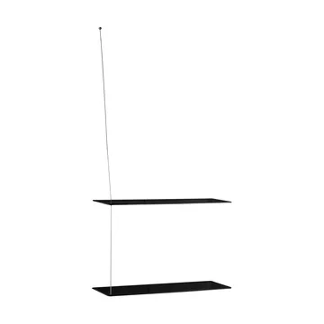 Stedge shelf - Black oak-brushed steel, 60 cm, 2 shelves - Woud