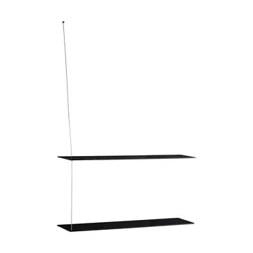 Stedge shelf - Black oak-brushed steel, 80 cm, 2 shelves - Woud