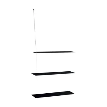 Stedge shelf - Black oak-brushed steel, 80 cm, 3 shelves - Woud