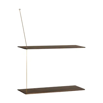 Stedge shelf - Smoked oak-brass, 60 cm, 2 shelves - Woud