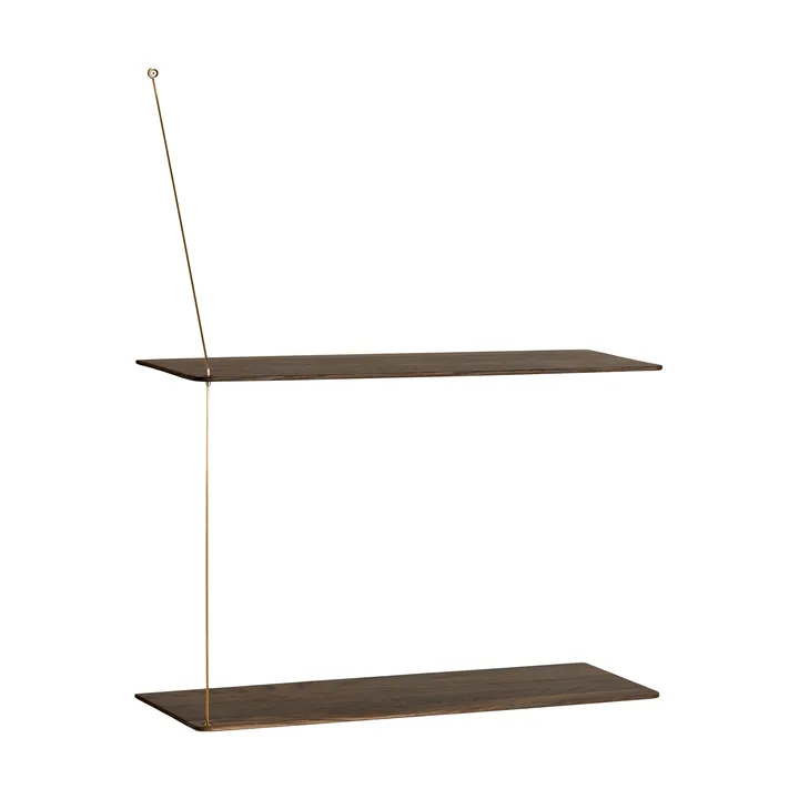 Stedge shelf - Smoked oak-brass, 60 cm, 2 shelves - Woud