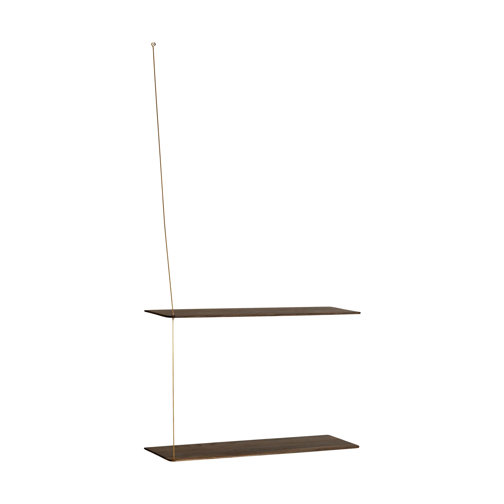 Stedge shelf, Smoked oak-brass, 60 cm, 2 shelves Woud