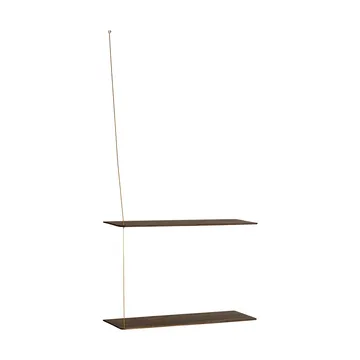 Stedge shelf - Smoked oak-brass, 60 cm, 2 shelves - Woud