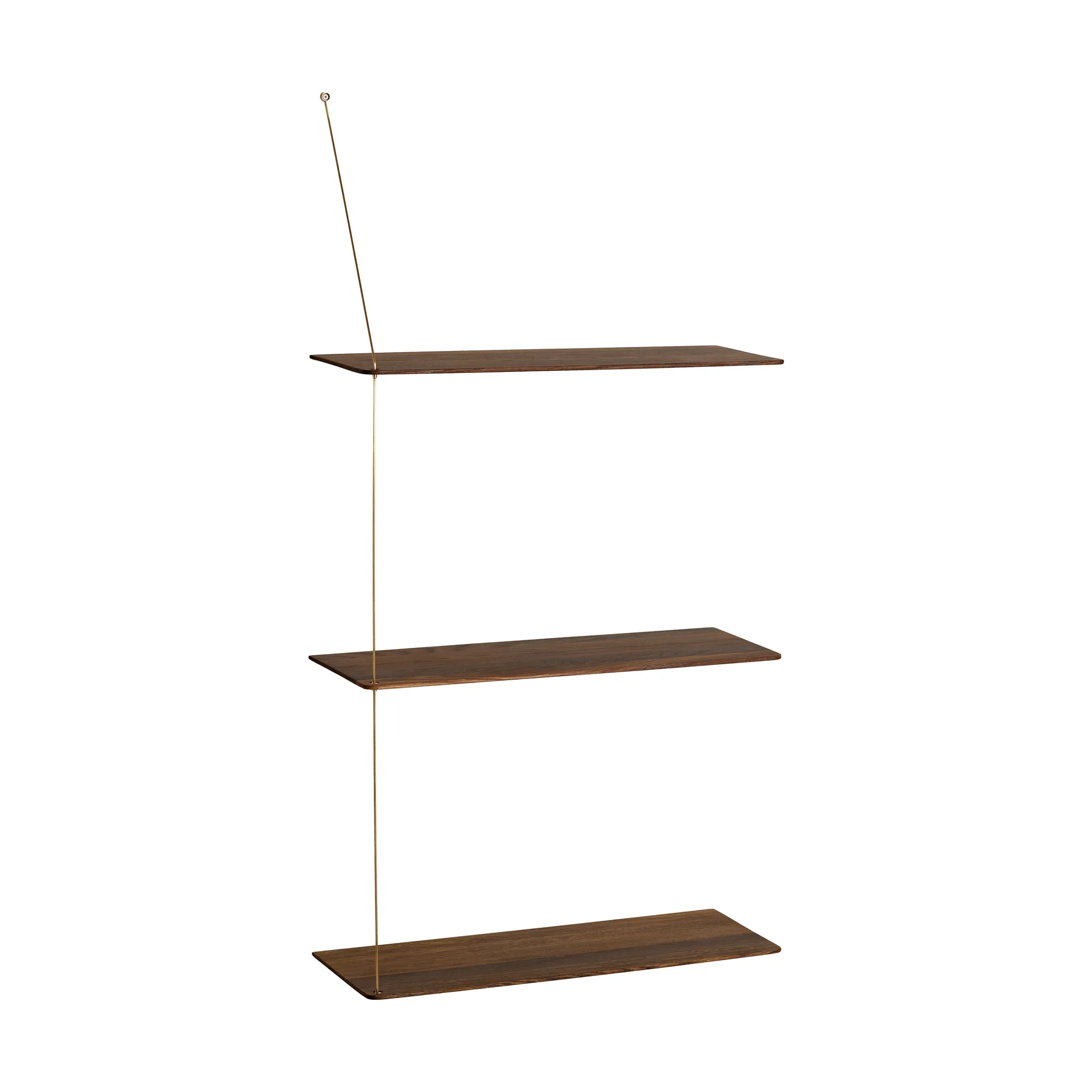 Stedge shelf, Smoked oak-brass, 60 cm, 3 shelves Woud