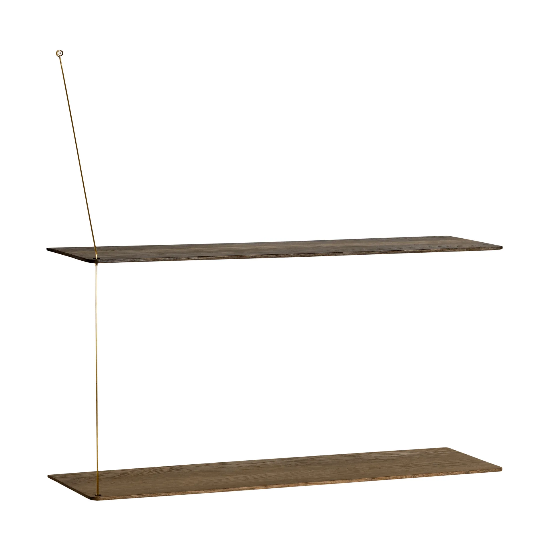 Stedge shelf, Smoked oak-brass, 80 cm, 2 shelves Woud