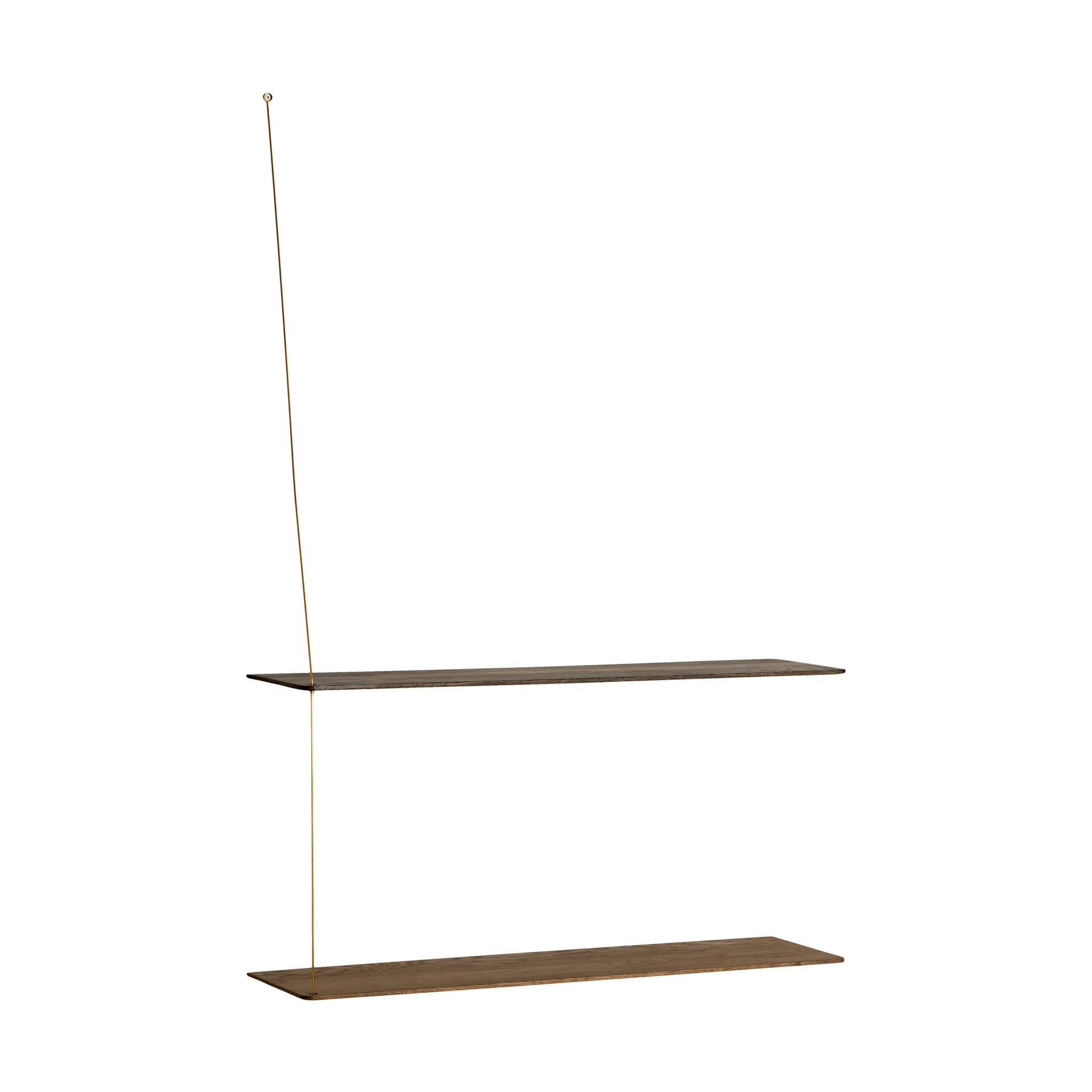 Stedge shelf, Smoked oak-brass, 80 cm, 2 shelves Woud