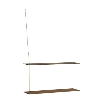 Stedge shelf - Smoked oak-brass, 80 cm, 2 shelves - Woud