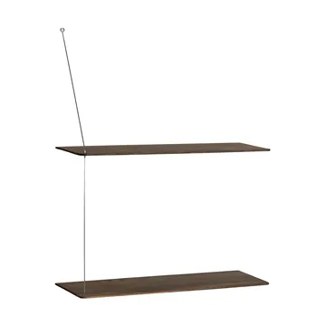 Stedge shelf - Smoked oak-brushed steel, 60 cm, 2 shelves - Woud