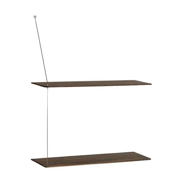 Stedge shelf - Smoked oak-brushed steel, 60 cm, 2 shelves - Woud