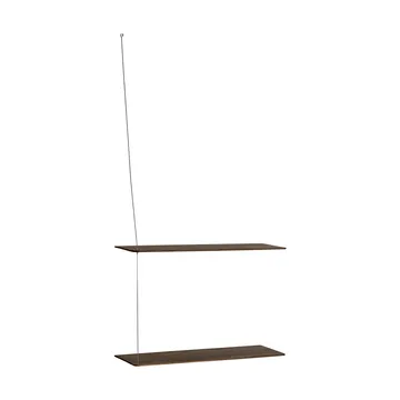 Stedge shelf - Smoked oak-brushed steel, 60 cm, 2 shelves - Woud