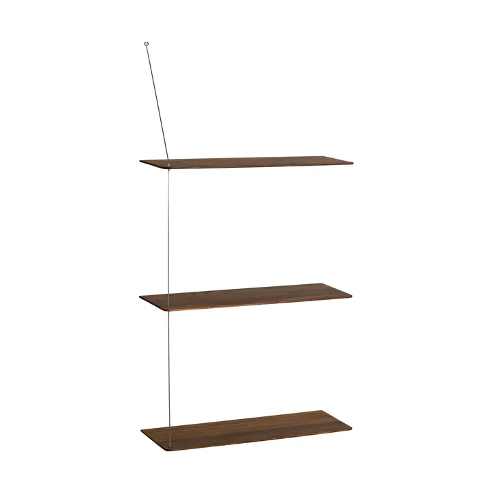 Stedge shelf - Smoked oak-brushed steel, 60 cm, 3 shelves - Woud