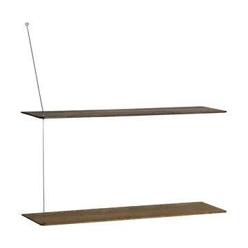 Stedge shelf - Smoked oak-brushed steel, 80 cm, 2 shelves - Woud
