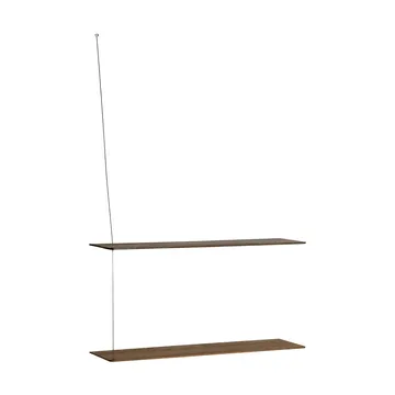 Stedge shelf - Smoked oak-brushed steel, 80 cm, 2 shelves - Woud