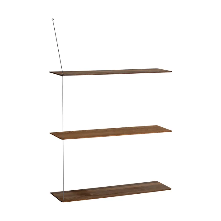 Stedge shelf - Smoked oak-brushed steel, 80 cm, 3 shelves - Woud