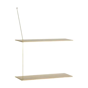 Stedge shelf - White-pigmented oak-brass, 60 cm, 2 shelves - Woud
