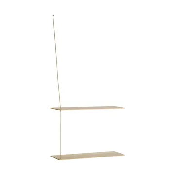 Stedge shelf - White-pigmented oak-brass, 60 cm, 2 shelves - Woud