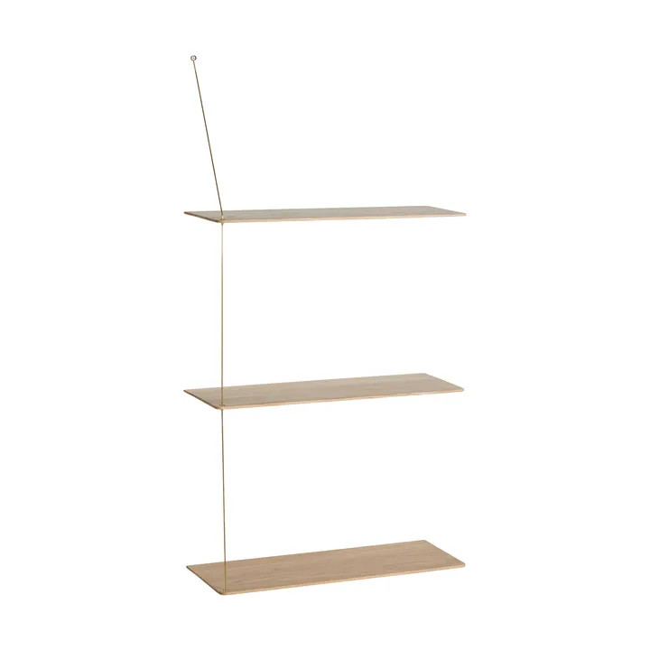 Stedge shelf - White-pigmented oak-brass, 60 cm, 3 shelves - Woud