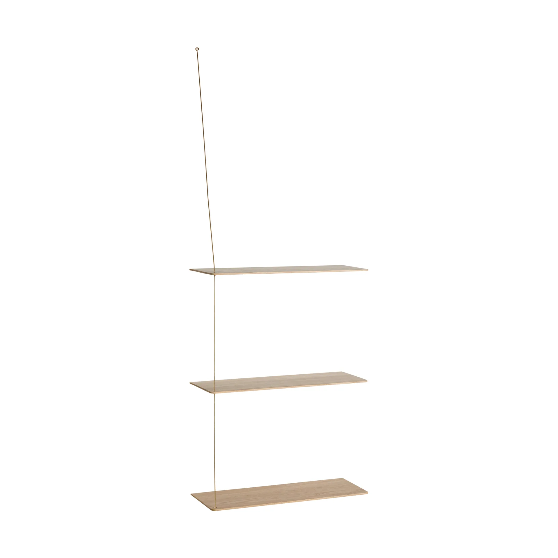 Stedge shelf, White-pigmented oak-brass, 60 cm, 3 shelves Woud