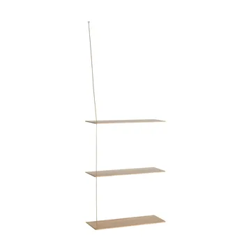 Stedge shelf - White-pigmented oak-brass, 60 cm, 3 shelves - Woud