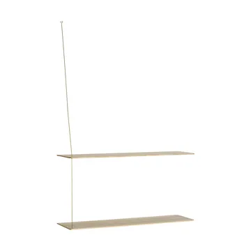 Stedge shelf - White-pigmented oak-brass, 80 cm, 2 shelves - Woud