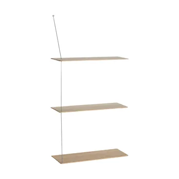 Stedge shelf - White-pigmented oak-brushed steel, 60 cm, 3 shelves - Woud